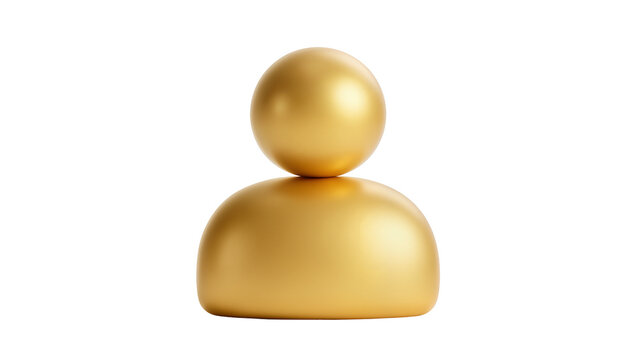 Golden 3D user icon representing profile or person, isolated on transparent background