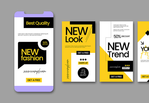 Fashion Sale Social Media Story Template Set Modern Style