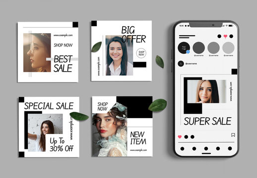 Fashion Sale Social Media Post Template Set