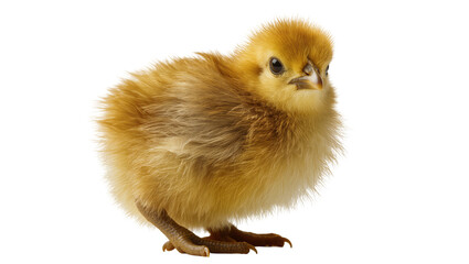 Fluffy golden chick with tiny beak, isolated on transparent background © TONSTOCK