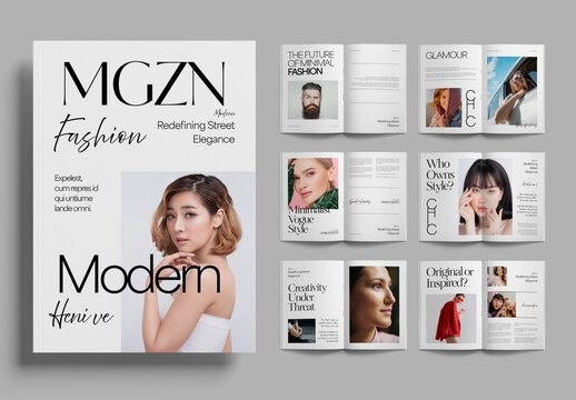 Minimal Fashion Magazine Template Modern Editorial Layout