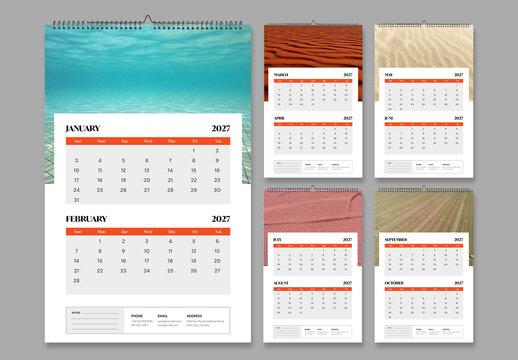 Modern 2027 Wall Calendar Template Layout