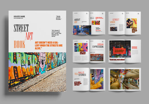 Modern Street Art Magazine Layout Template With Urban Graffiti Editorial Design