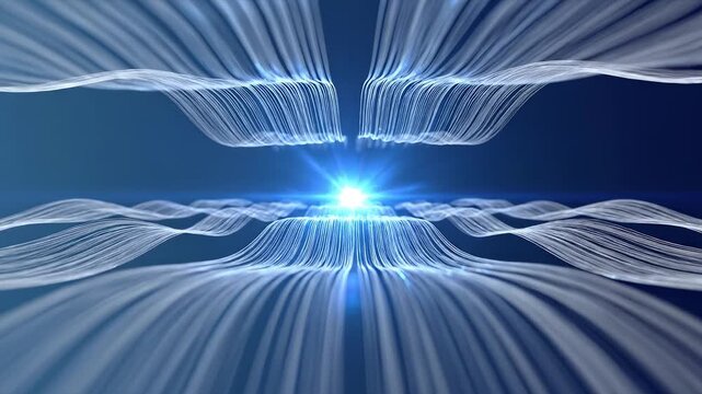 Abstract wave lines converging with light ideal for creative backgrounds and modern web design