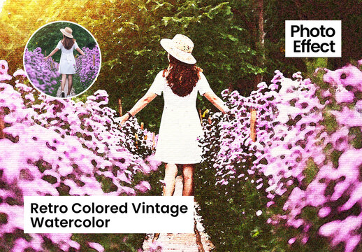 Retro Colored Vintage Watercolor Photo Effect