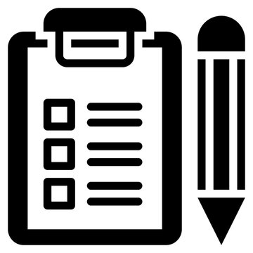 checkbox pencil checkboard checklist working topic solid glyph icon