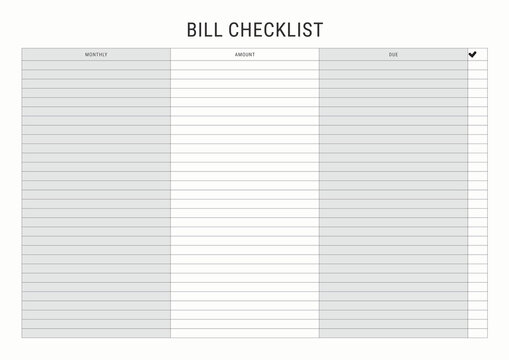 Bill Checklist &ndash; Organize & Track Your Payments Easily