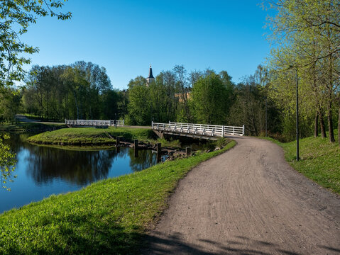 Early summer scenery in a city park, Oulu Finland