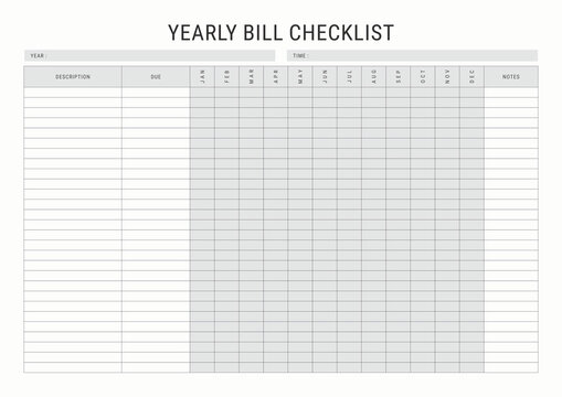 Yearly Bill Checklist &ndash; Track Annual Payments & Stay Organized