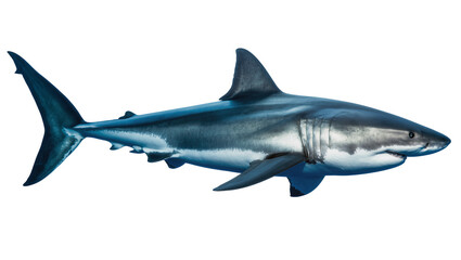 Fototapeta premium Great white shark swimming, isolated on transparent background