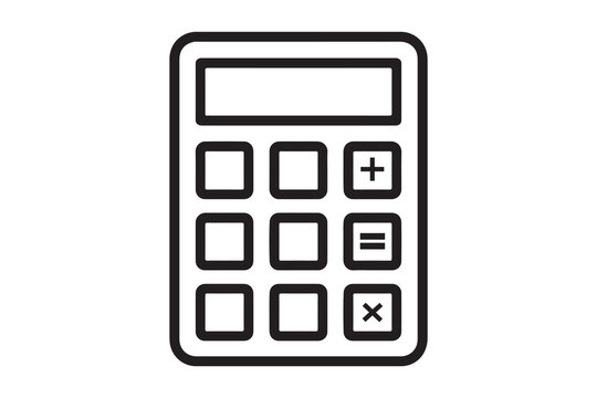 Simple line icon of a basic calculator with buttons and display screen  office tool