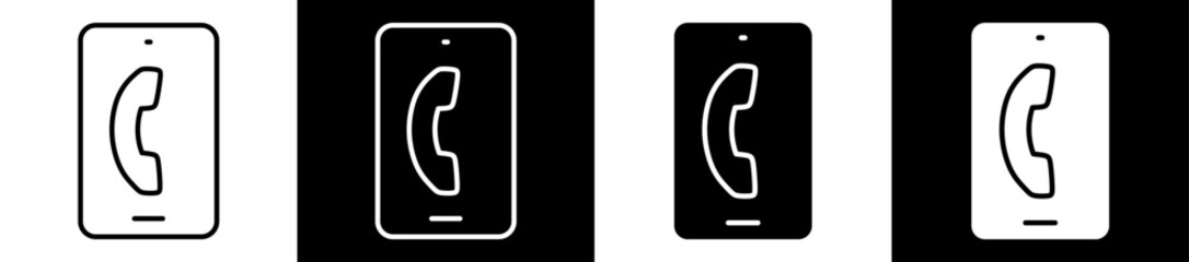 Mobile Phone White Black Icon Vector Illustration © Lembong135