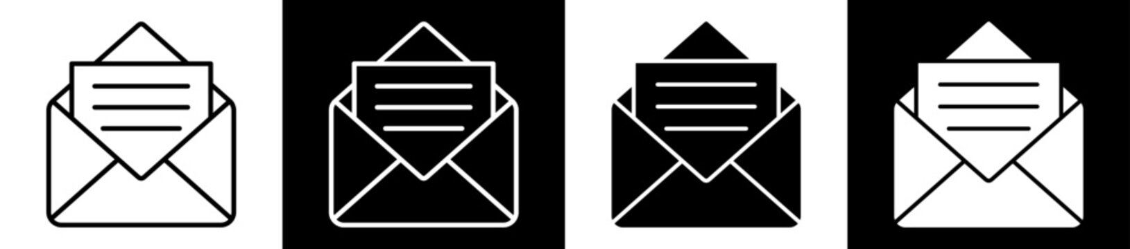 Email Message White Black Icon Vector Illustration