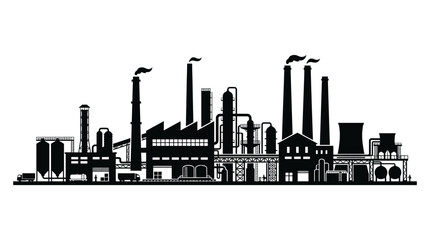Obraz premium industrial complex silhouette against white background