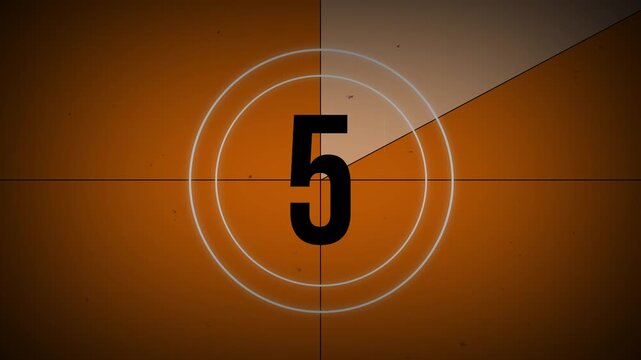 Vintage film leader countdown from 10 to 0 seconds. including marks, scratches and film grain to add a vintage look to your video. Vintage movie cinema suitable for historical intros, retro projects, 