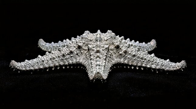 Detailed Starfish Against Black Background Marine Life Study for Scientific Publications and Ocean Conservation Campaign