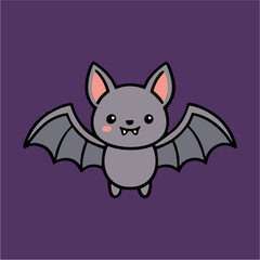 Fototapeta premium Cute happy cartoon bat flying vector illustration