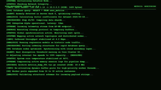 Data Matrix Transaction Interface Screen Showing Linux Terminal Automation Command Log and Cloud Database Replication Verification Status.