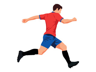 Dynamic Soccer Player Running with Ball in Action on Field Illustration © Designer Salma