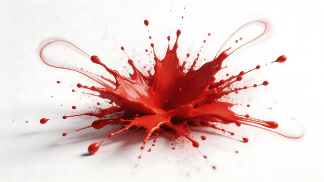 Red paint splash on white background perfect for UI/UX design and motion graphics