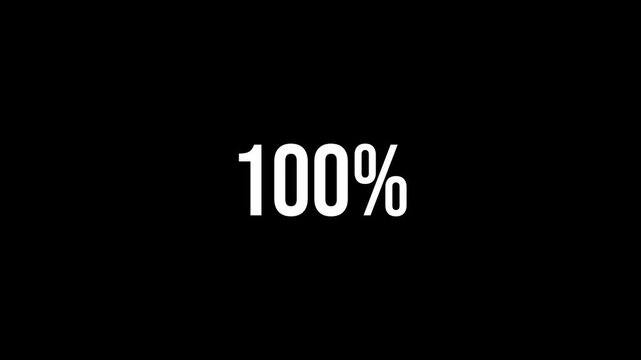 Percentage Counter Animation 0 to 100 Percent with Transparent Background