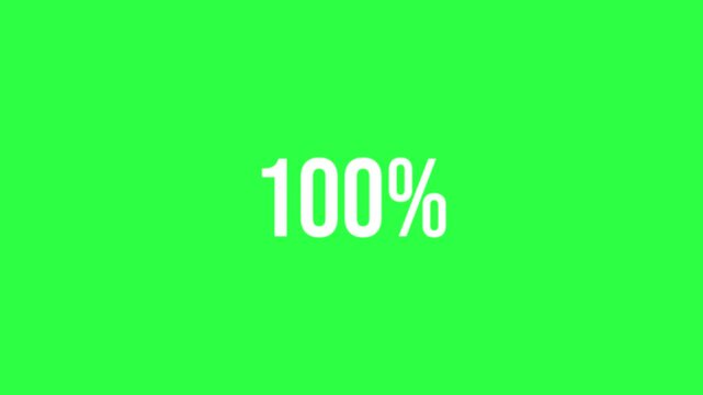 Percentage Counter Animation 0 to 100 Percent with Transparent Green Screen Background