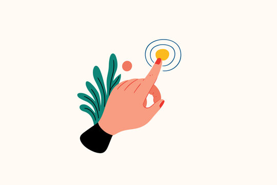 Digital fingertip connecting with glowing haptic sensor interface