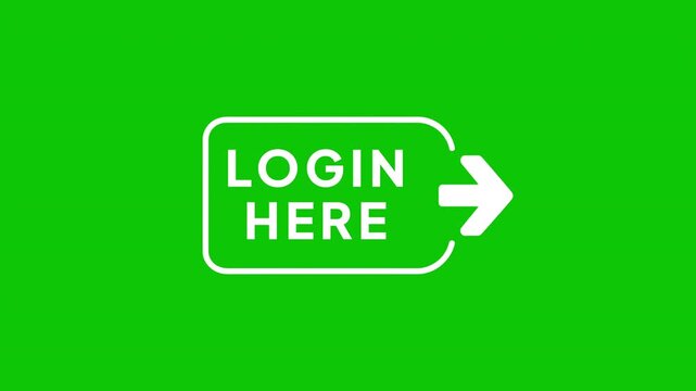 Animated Login Here Button on Green Screen Chroma Key Background