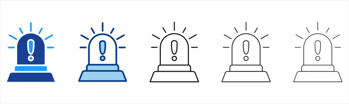Alarm  Icon In Different Color And Outline Style 