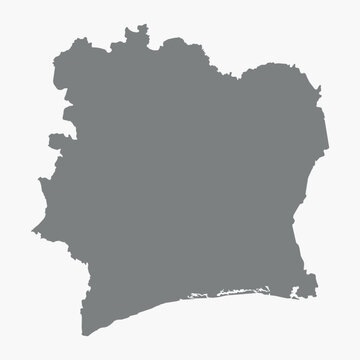 Vector graphic artwork suitable for print and web containing flat detailed map of IVORY COAST