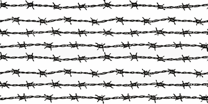 black barbed wire seamless pattern on white background