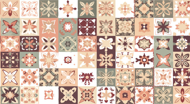 Colorful Seamless Patchwork Quilt Vector Pattern Background Design Illustration