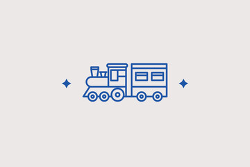 A vintage steam train locomotive line icon for historical railway museum guides and retro transport festival banners. Vector illustration for children toy store web categories. © HenryFord