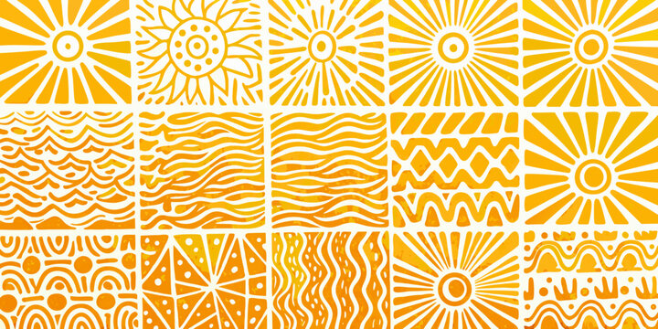 abstract sun and wave pattern minimalist vector illustration on white