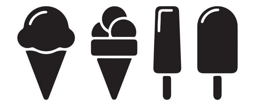 Soft Serve Ice Cream Cone Icon Set &ndash; Black and White Outline and Solid Silhouette Vector for Food Menu Design
Web