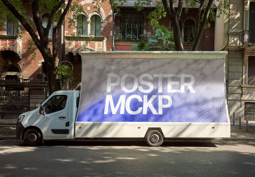 Mockup Of Customizable Advertisement On Truck