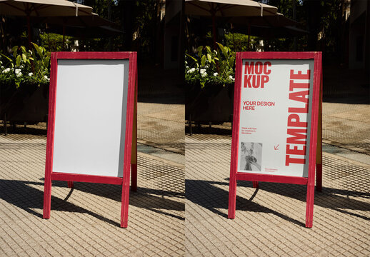 Mockup Of Vertical Customized A-Frame Poster