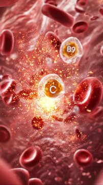 Vitamin C and B9 enhance gut health by boosting nutrient absorption, supporting red blood cells in blood, and improving immune function for optimal vitamin delivery and overall wellness