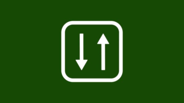 4K Chroma Key animation, two arrows sliding up and down, minimal UI UX design element for web and app navigation, loop.