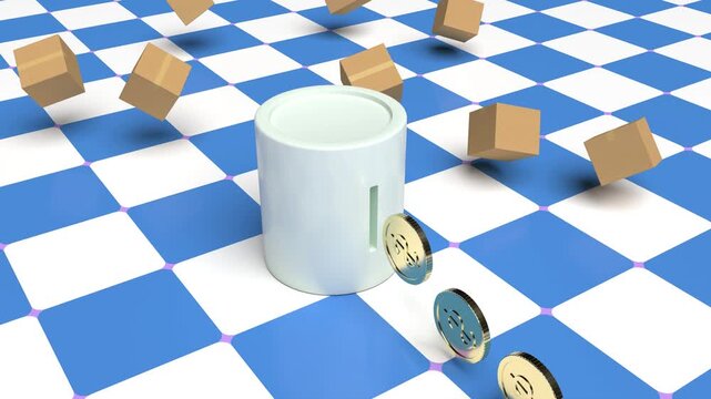 Gold Coins Money generator from parcels able to loop endless 4k