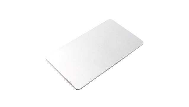 Single clean white rectangular paper card mockup or empty credit card template for business layout on transparent background