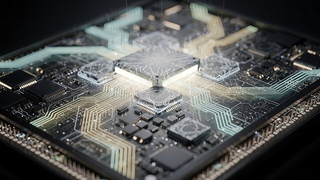 Close-up of a computer motherboard.