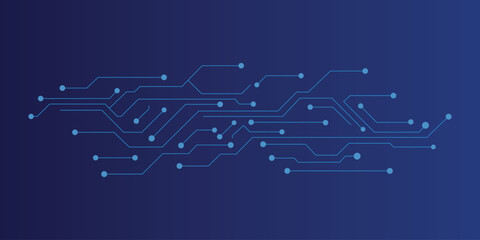Obraz premium High-tech digital circuit board background with blue glowing lines and nodes. Isolated vector illustration of futuristic motherboard microchip technology for cyber security and network connection.