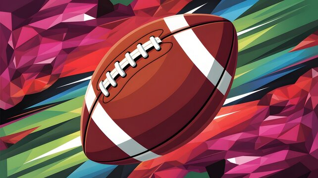 Dynamic football illustration american football in motion with abstract polygons and vibrant colors