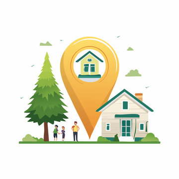 House location pin with family and tree