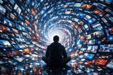 Fototapeta premium Digital vortex captivates viewer.