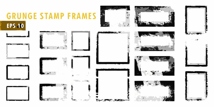 grunge stamp frames vector set on white background