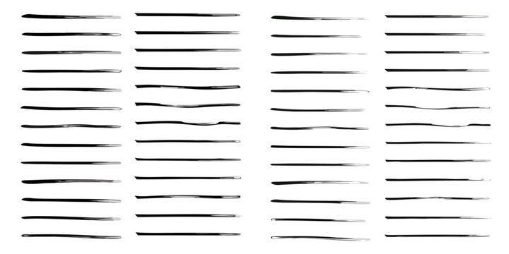 collection of hand drawn horizontal lines various shapes on white background