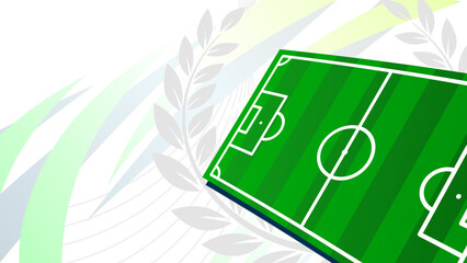 Soccer field with laurel wreath - football sport background, banner, vector illustration © KR Studio