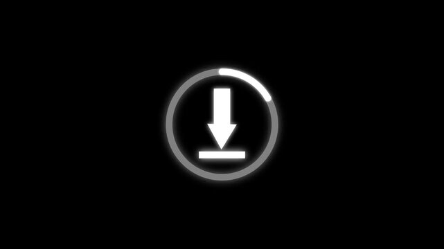 Download Icon Animation with Smooth Glow Effect on black Background